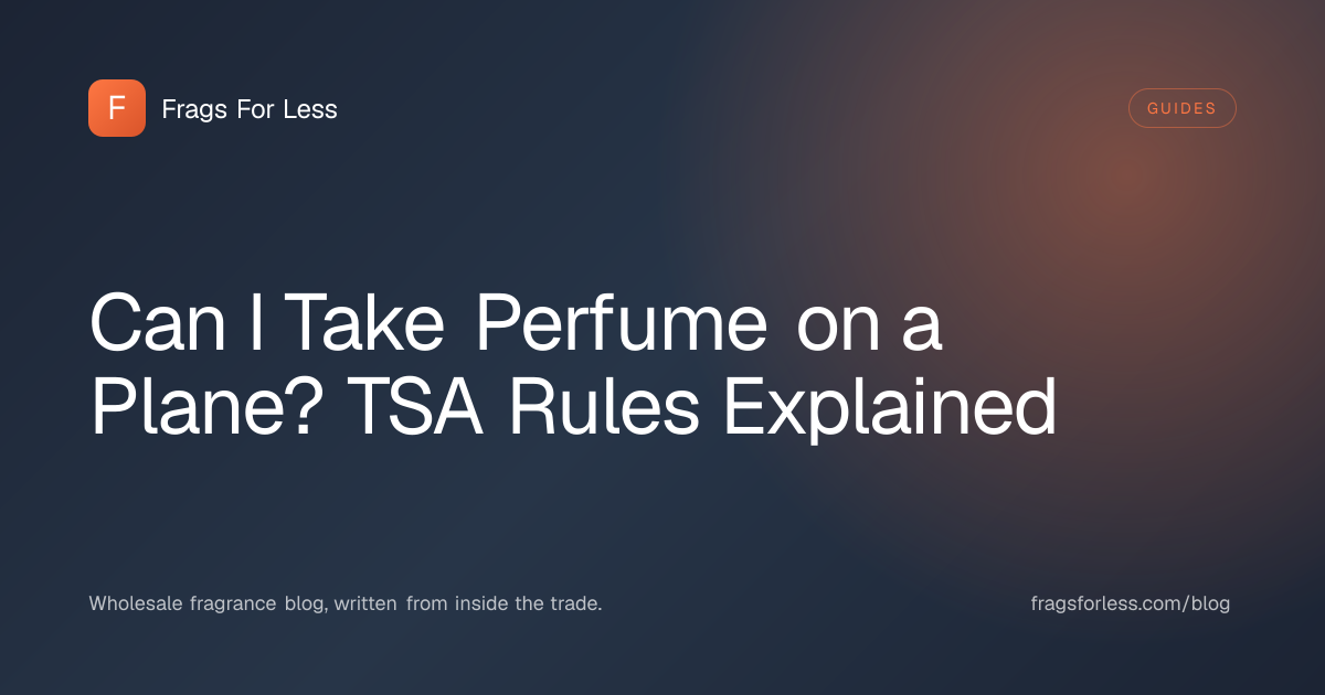 Can I take perfume on a plane, showing travel-size fragrance in a carry-on bag